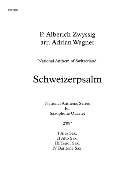 Schweizerpsalm National Anthem Of Switzerland Saxophone Quartet Aatb Arr Adrian Wagner Page 2