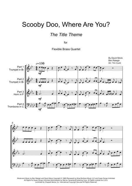 Scooby Doo Where Are You For Flexible Brass Quartet Page 2