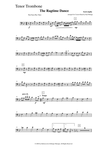 Scott Joplin The Ragtime Dance Arranged For Concert Band By Paul Wehage Trombone Part Page 2