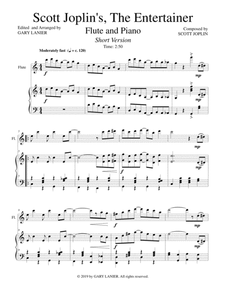 Scott Joplins The Entertainer Flute And Piano With Flute Part Page 2