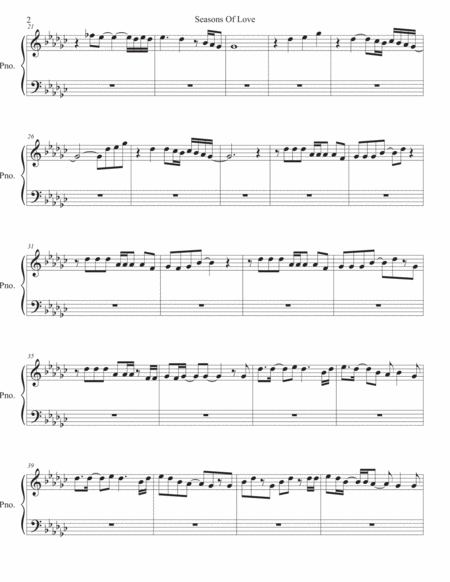 Seasons Of Love Piano Original Key Page 2