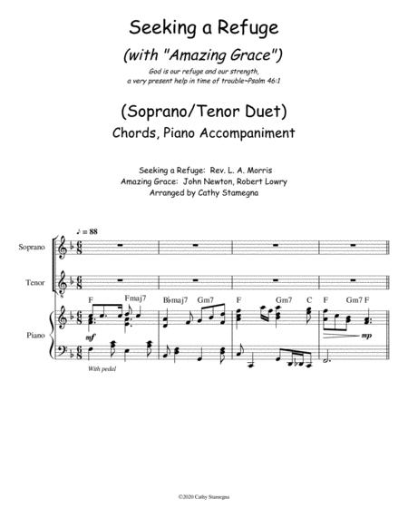 Seeking A Refuge With Amazing Grace Soprano Tenor Duet Chords Piano Accompaniment Page 2