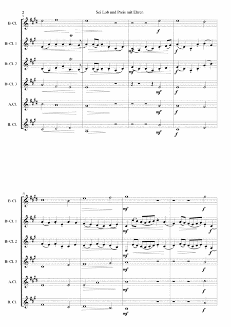 Sei Lob Und Preis Mit Ehren For Clarinet Sextet Or Clarinet Choir Page 2