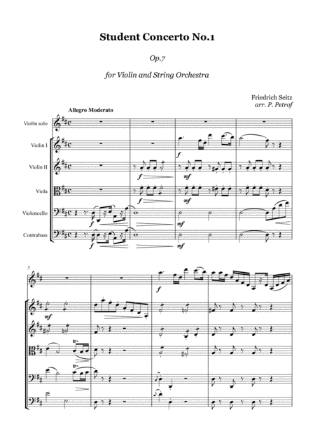 Seitz Student Concerto No 1 Op 7 For Violin And String Orchestra Score And Parts Page 2