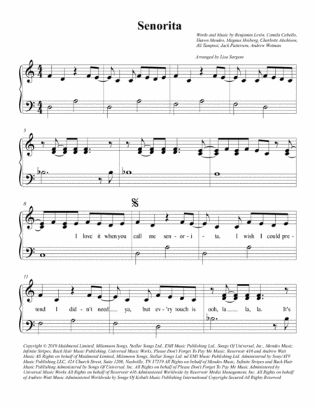 Senorita Beginner Piano Page 2