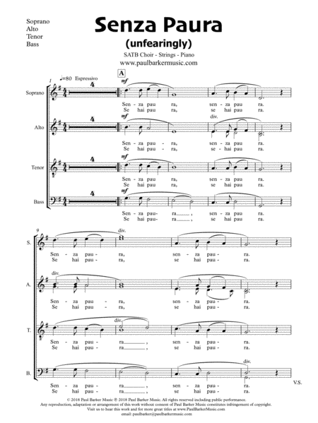 Senza Paura Vocal Score Page 2