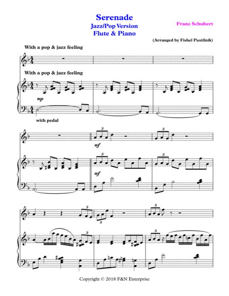 Serenade By Schubert Piano Background For Flute And Piano Page 2