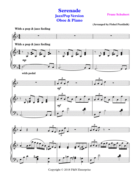 Serenade By Schubert Piano Background For Oboe And Piano Page 2