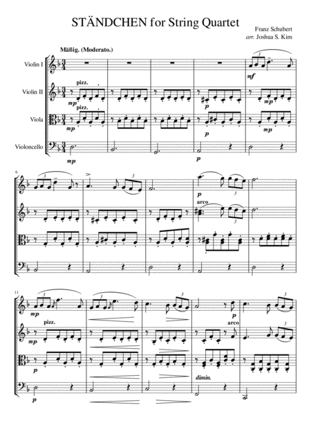 Serenade Standchen D957 For String Quartet Page 2