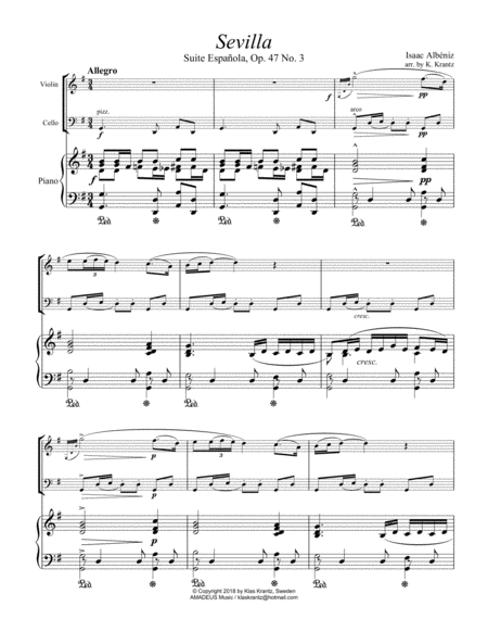 Sevilla Op 47 No 3 For Piano Trio Contrabass Ad Lib Page 2