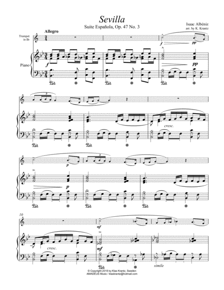 Sevilla Op 47 No 3 For Trumpet And Piano Page 2