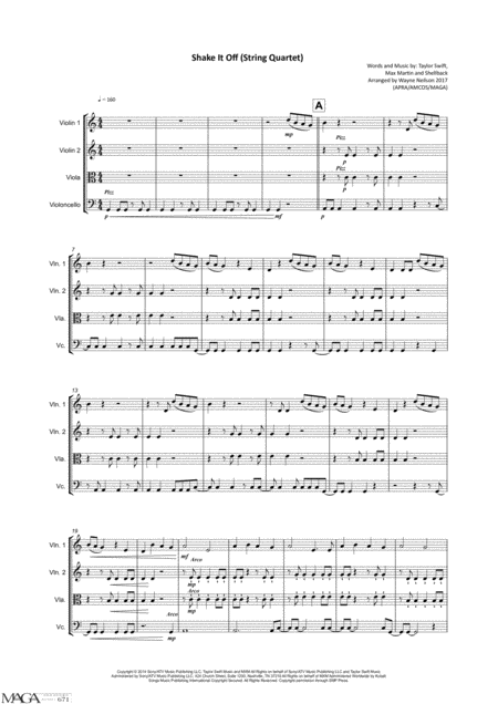 Shake It Off For String Quartet Page 2
