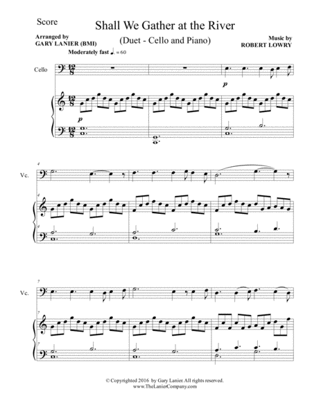 Shall We Gather At The River Duet Cello Piano With Score Part Page 2