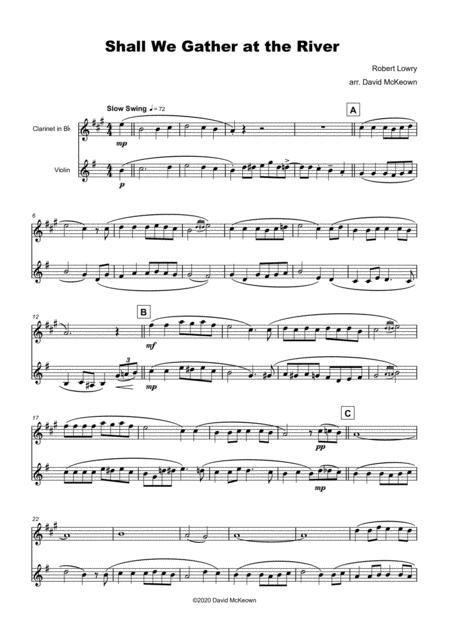 Shall We Gather At The River Gospel Hymn For Clarinet And Violin Duet Page 2