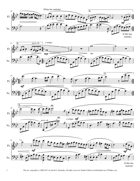 Shalom Aleichem Arr For Flute And Cello Page 2