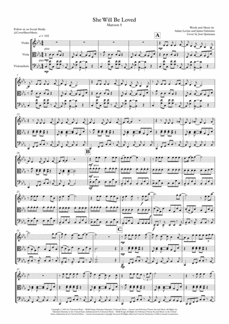 She Will Be Loved String Trio Page 2