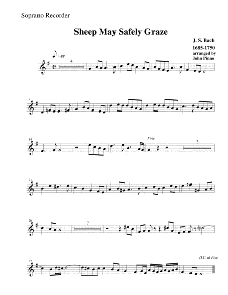 Sheep May Safely Graze Recorder Ensemble Page 2