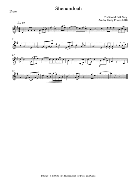 Shenandoah For Flute And Cello Duet Page 2