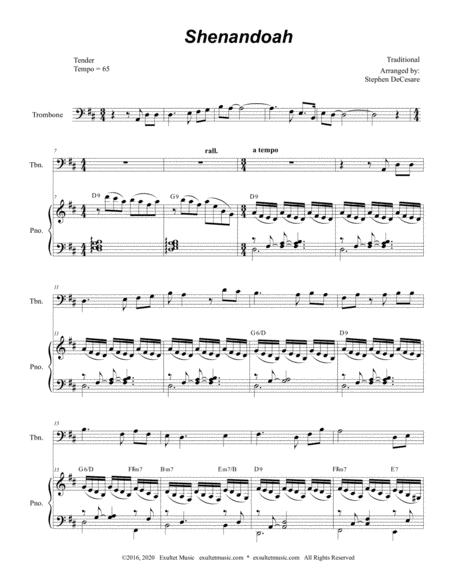 Shenandoah For Trombone Solo And Piano Page 2