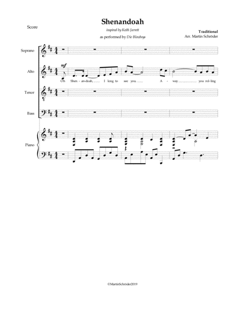 Shenandoah Inspired By Keith Jarrett Arrangement For Mixed Choir Satb And Piano Accompaniment As Performed By Die Blowboys Page 2