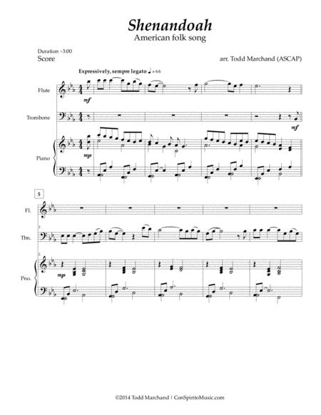 Shenandoah Trombone Flute Piano Page 2