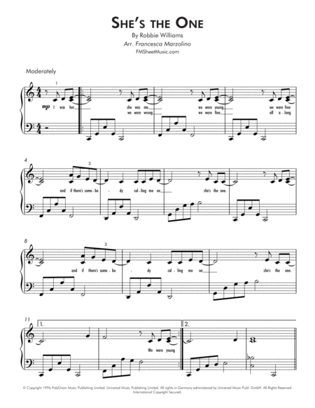 Shes The One Intermediate Piano Page 2