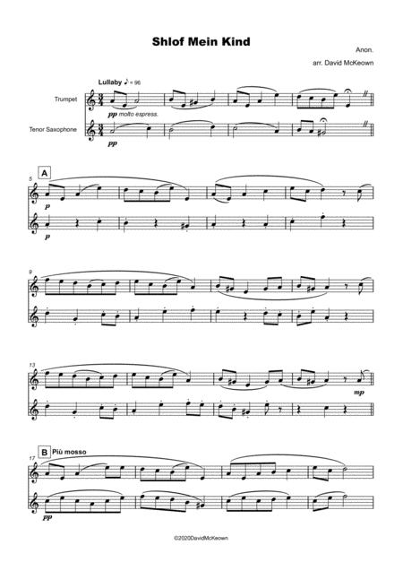 Shlof Mein Kind Jewish Lullaby For Trumpet And Tenor Saxophone Duet Page 2