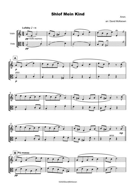 Shlof Mein Kind Jewish Lullaby For Violin And Viola Duet Page 2