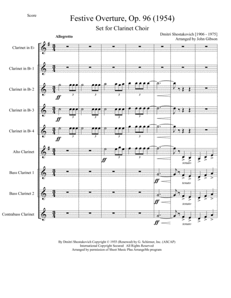 Shostakovich Festive Overture Set For Clarinet Choir Page 2