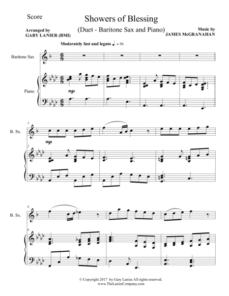 Showers Of Blessing Duet Baritone Sax Piano With Score Part Page 2