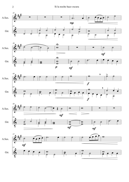 Si La Noche Hace Oscura For Alto Saxophone And Guitar Page 2