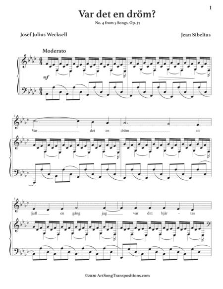 Sibelius Var Det En Drm Op 37 No 4 Transposed To A Flat Major Page 2