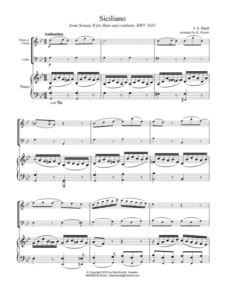 Siciliano Bwv 1031 From Flute Sonata 2 Piano Trio Page 2