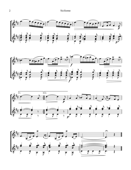 Sicilienne D Major For Violin And Guitar Page 2