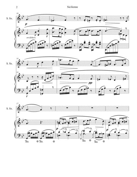Sicilienne Opus 78 1893 For Soprano Saxophone And Keyboard Page 2