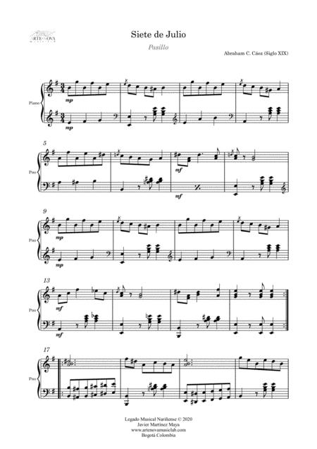 Siete De Julio Pasillo For Piano Latin Folk Music Page 2