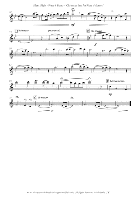 Silent Night A Shmooshy Jazz Arrangement For Flute In C And Piano Includes Free Demonstration And Backing Tracks Page 2