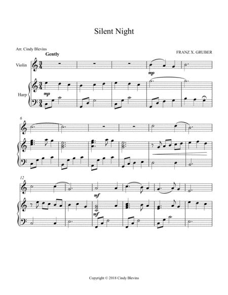 Silent Night Arranged For Harp And Violin Page 2