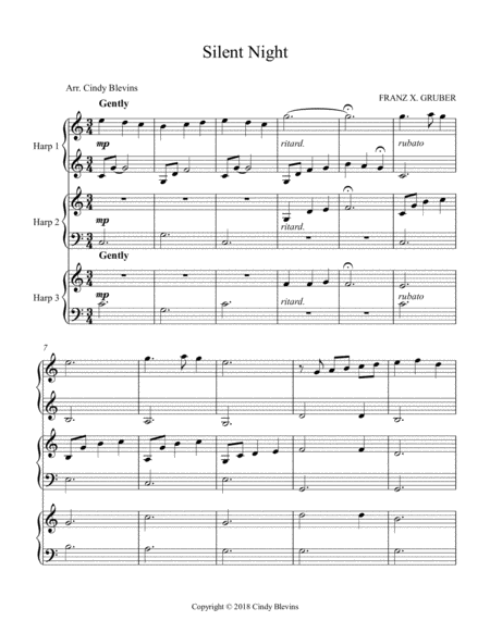 Silent Night Arranged For Harp Trio Page 2