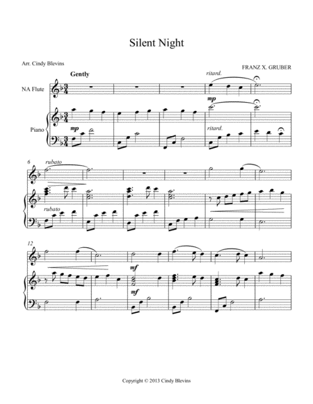 Silent Night Arranged For Piano And Native American Flute Page 2