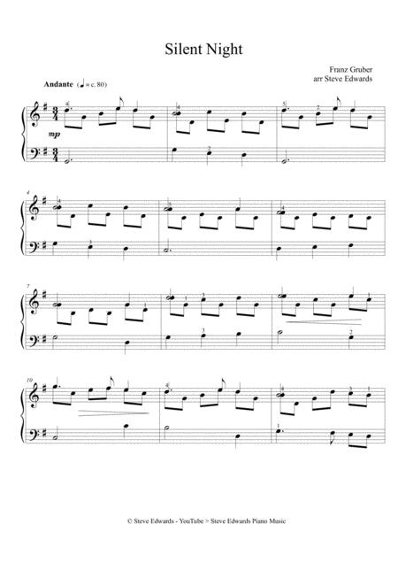 Silent Night Christmas Carol Solo Piano Page 2