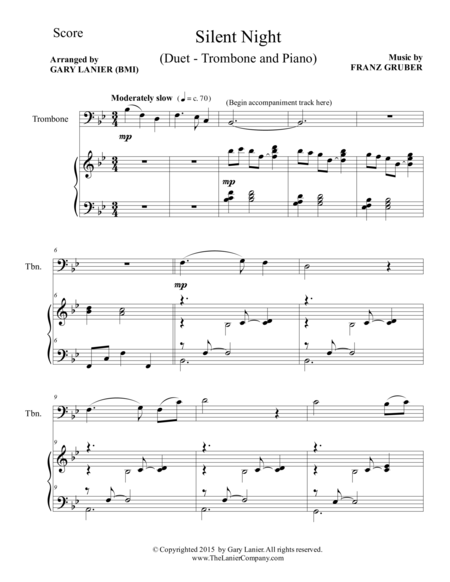 Silent Night Duet Trombone And Piano Score And Parts Page 2