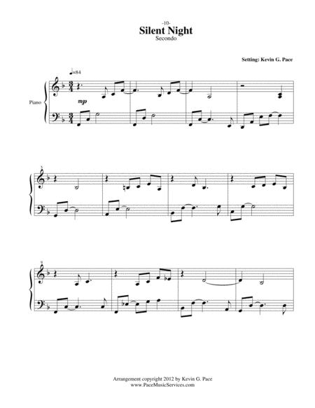 Silent Night Easy Piano Duet Page 2