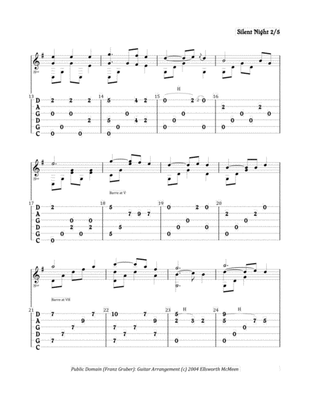 Silent Night For Fingerstyle Guitar Tuned Cgdgad Page 2