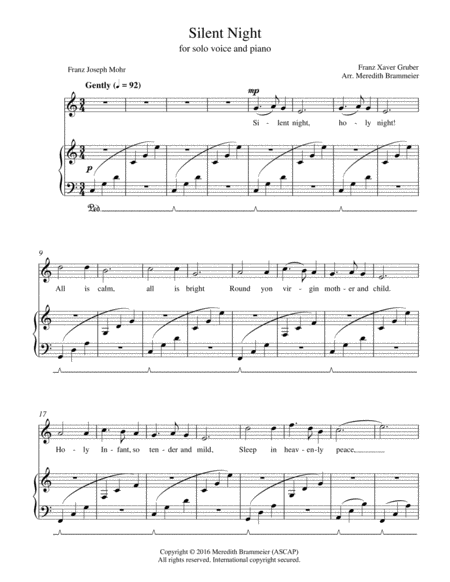 Silent Night For Medium High Voice And Piano Page 2