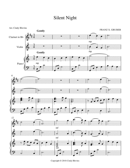 Silent Night For Piano Clarinet And Violin Page 2