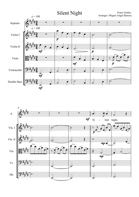 Silent Night For Soprano Voice With String Orchestra Accompaniment Page 2