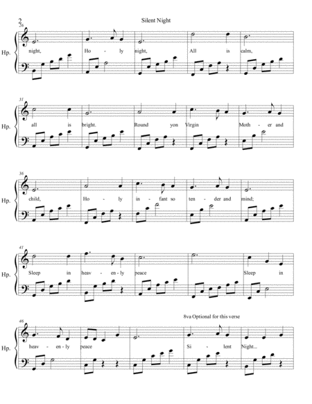Silent Night Solo Harp Voice Optional In C Page 2