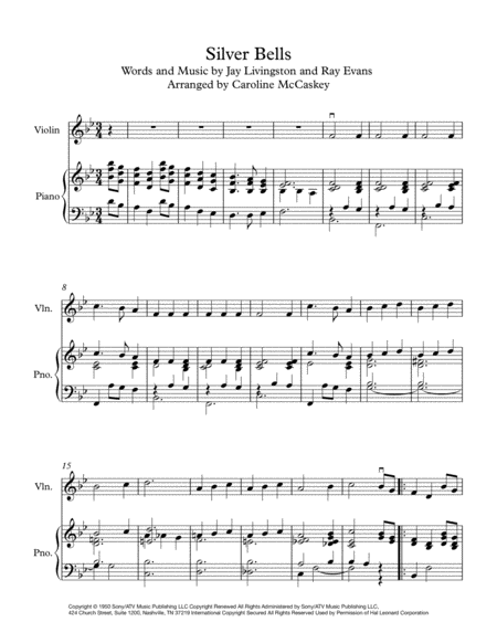 Silver Bells Intermediate Violin Solo With Piano Accompaniment Page 2