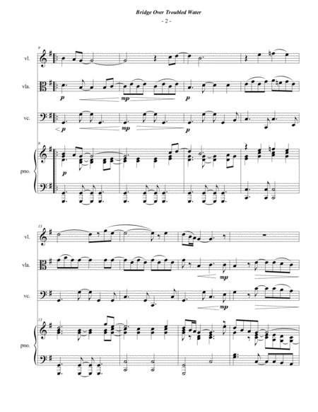 Simon Garfunkel Bridge Over Troubled Water For Piano Quartet Page 2